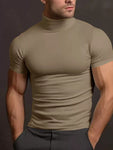 Men's Full Size Short Sleeve Turtleneck T-Shirt Plus Size view 4