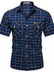 Men's Plus Size Casual Plaid Short-Sleeve Shirt view 3