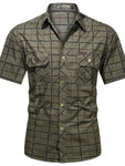 Men's Plus Size Casual Plaid Short-Sleeve Shirt view 4