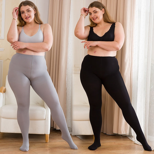 Striped Plus-Size Tights -- High-Waist Multi-Color Set
