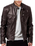 Men's Full Size Leather Biker Jacket with Zipper Pockets Plus Size view 7
