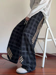 Men's Plaid Wide-Leg Pants with Side Stripes view 1