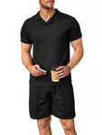 Men's Full Size Casual Short Sleeve Polo and Shorts Set Plus Size view 1