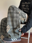 Men's Plaid Wide-Leg Pants with Side Stripes view 4