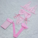 4-Piece Lace Lingerie Set with Garter view 9