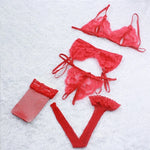 4-Piece Lace Lingerie Set with Garter view 10