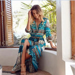 Boho Floral Print V-Neck Maxi Dress view 8