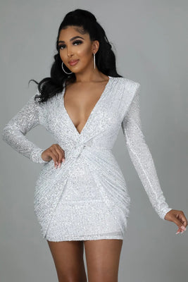 Sequin V-Neck Party Dress