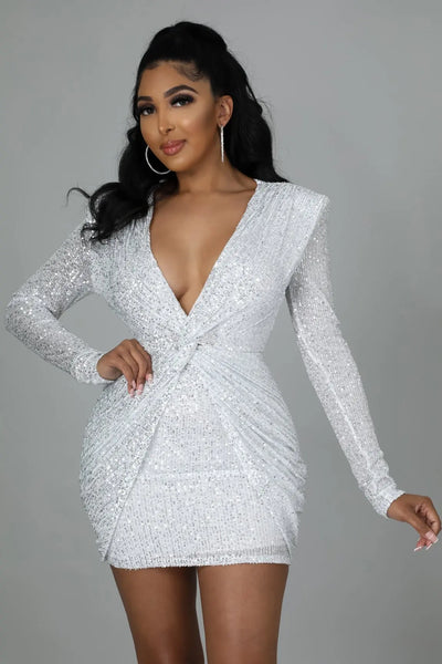 Sequin V-Neck Party Dress