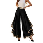 Gold-Trim Chiffon Palazzo Pants view 6