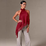 Satin Asymmetric Halter Top view 5