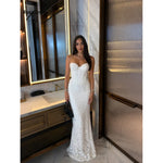 Embroidered Lace Mermaid Evening Gown view 4