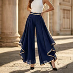 Gold-Trim Chiffon Palazzo Pants view 4