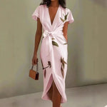 Tie-Waist Wrap Dress with Split Hem view 8