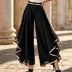 Gold-Trim Chiffon Palazzo Pants view 1