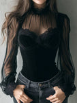 Mesh Lace Turtleneck Blouse view 1