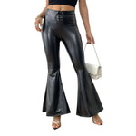 Faux Leather Flare-Leg Pants view 5