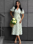 Floral Jacquard Cotton A-Line Midi Dress view 8