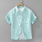 Men's Linen Short Sleeve Button-Up Shirt view 1