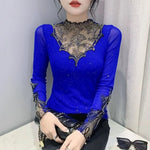 Sequin Mesh Long-Sleeve Top view 1