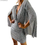 Sequin Cape-Sleeve Mini Dress view 7