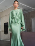 Satin Peplum Two-Piece Set view 3