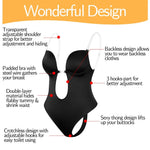 Backless Bodysuit Shapewear for Women Built-in Bra Multiple straps Thongs Body Shaper U Plunge Seam-free Faja with Open Crotch view 3
