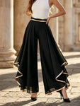 Gold-Trim Chiffon Palazzo Pants view 7