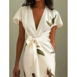 Tie-Waist Wrap Dress with Split Hem view 1