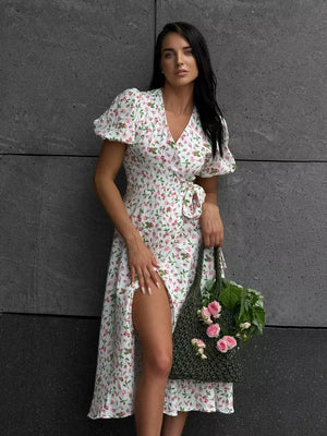 Floral Jacquard Cotton A-Line Midi Dress