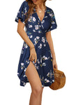 Floral Wrap Midi Dress with V-Neck view 26