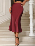 Satin Pleated Midi Skirt view 7