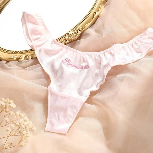 Satin Silk Ruffle Thong