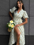 Floral Jacquard Cotton A-Line Midi Dress view 2