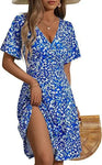 Floral Wrap Midi Dress with V-Neck view 27