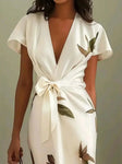 Tie-Waist Wrap Dress with Split Hem view 7