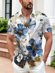 Men's Floral Print Hawaiian Shirt view 5