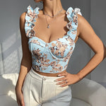 Floral Tapestry Lace-Up Corset Top view 6