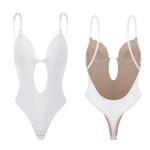 Backless Bodysuit Shapewear for Women Built-in Bra Multiple straps Thongs Body Shaper U Plunge Seam-free Faja with Open Crotch view 9