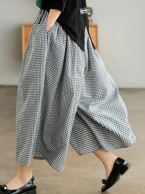 Houndstooth Wide-Leg Trousers