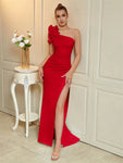 One-Shoulder Satin Evening Gown view 8