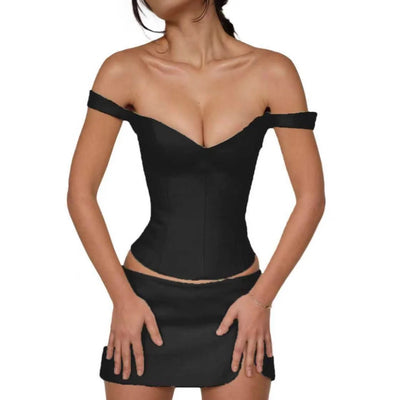 Cotton V-Neck Corset Crop Top