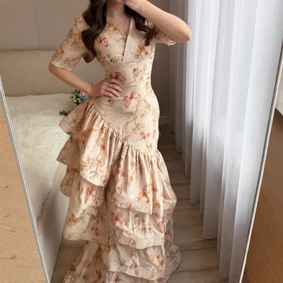 Floral Corset Mermaid Maxi Dress