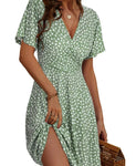 Floral Wrap Midi Dress with V-Neck view 24