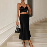 Satin Pleated Midi Skirt view 1