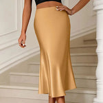 Satin Pleated Midi Skirt view 3