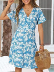 Floral Wrap Midi Dress with V-Neck view 13