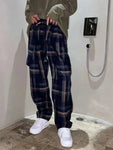 Men's Plus Size Plaid Pattern Relaxed Fit Pants view 2
