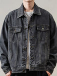 Men's Full Size Classic Washed Denim Jacket with Chest Pockets Plus Size view 1