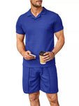 Men's Full Size Casual Short Sleeve Polo and Shorts Set Plus Size view 4